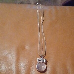 Silver Owl Pendant Necklace
